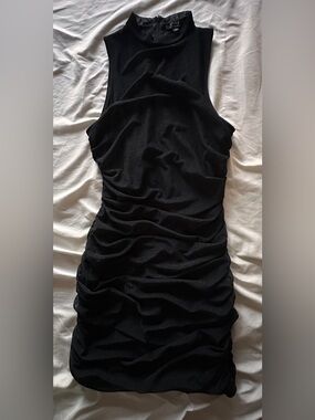 privy Black Ruched Mini Dress